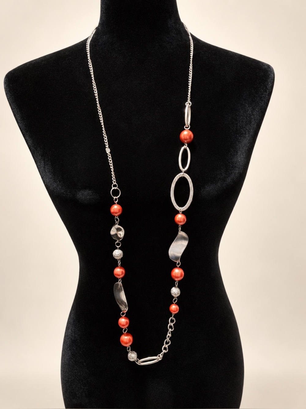 Long Necklace with Coral Beads